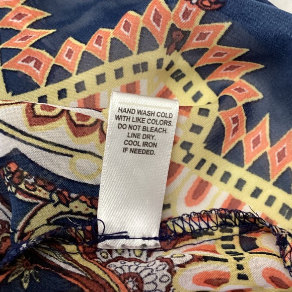 Cato Womens Navy Blue Paisley Print 3/4 Sleeve Sheer Boho Blouse Size M RN37080 - Picture 7 of 9